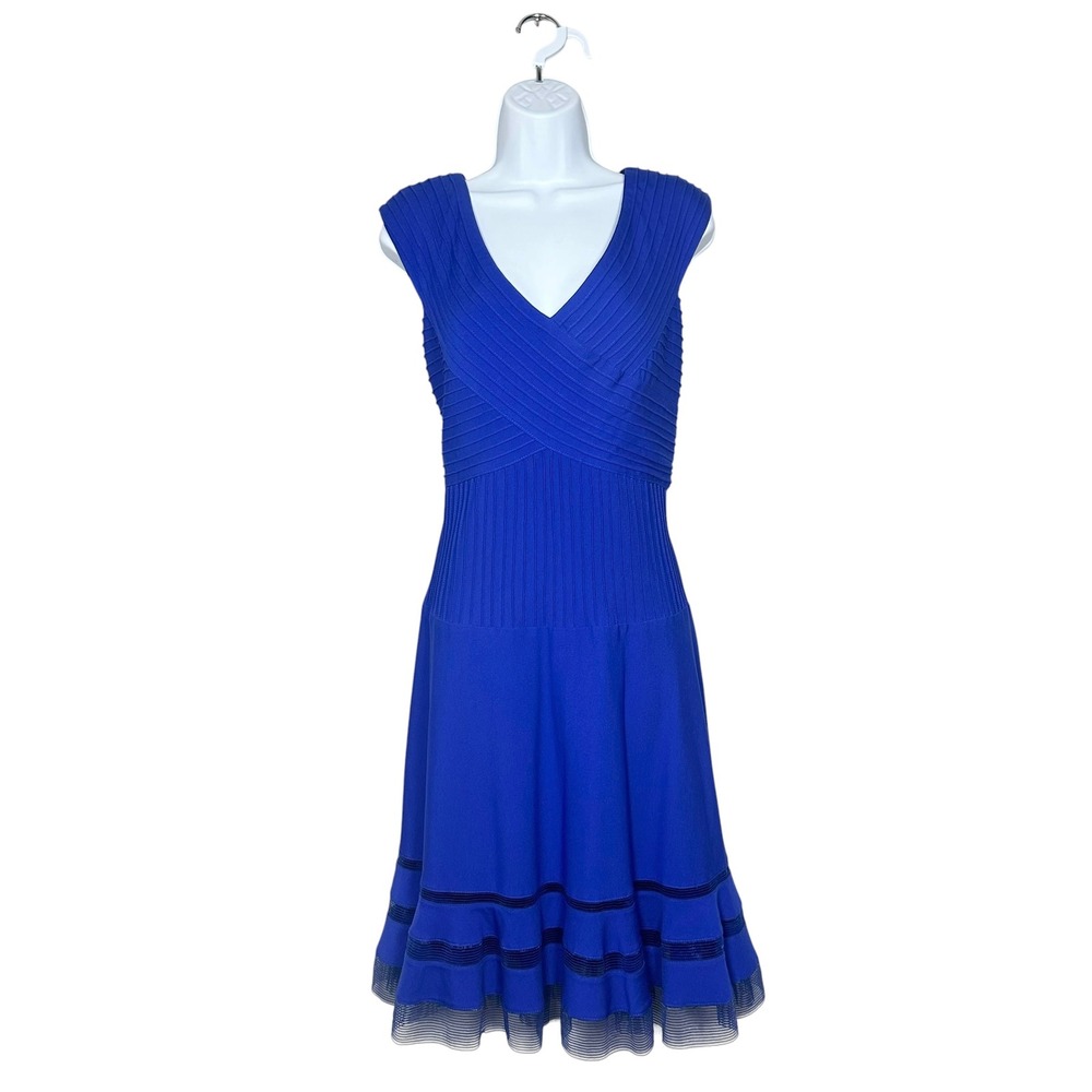 Tadashi Shoji Marna Blue Pintuck Pleated Cocktail Dress Size M NWT Made in USA - Picture 13 of 13